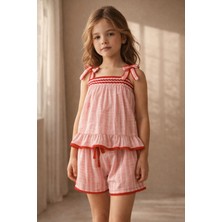 Katia & Bony Kız Çocuk Floral Outburst Kurdeleli Şortlu Pijama Takımı Pembe
