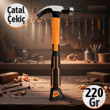 Badem10 Fiberglas Saplı Çatal Çekiç 220 gr Dayanıklı Ergonomik Tasarım Inşaat Marangoz Tamir El Aleti