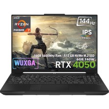 Asus TUF Gaming A16 FA607NUG-RL125-Gaming AMD Ryzen 7 7445HS 16GB 512GB SSD RTX 4050 6GB 16" FHD+ (1920 x 1200) WUXGA 144Hz IPS Panel Taşınabilir Bilgisayar