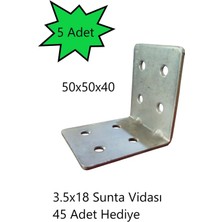 L Demir Köşebent 50X50X40 Mobilya Dolap Raf Masa Çekmece Köşe Sabitleme Birleştirme
