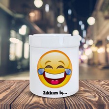 Asilmeydan Zıkkım İç Espirili Gülen Emoji Baskılı Küllük Kül Tablası-70147