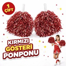 Epilons Mey Ithalat® 1 Çift ( 2 Adet ) Kırmızı Renk 23 Nisan 19 Mayıs 29 Ekim Okul Gösteri Ponponları