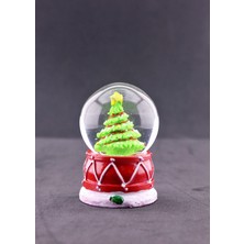 Deco Elit Yılbaşı Temalı Mini Boy Işıklı Kar Küresi 6.5 cm Çam Ağacı Tasarımı ile Şık Hediye