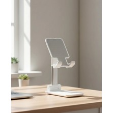 Epilons Mey Ithalat® Ayarlanabilir Ergonomik Katlanabilir Masaüstü Telefon Tutucu Beyaz