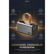 Neffo 50.000MAH Powerbank PD100W Hızlı Şarj | Qc3.0 & PD22.5W | LED Ekranlı | Fenerli