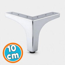 Nzb Mobilya Ayağı Dayanıklı Modern Üçgen Koltuk Sehpa Masa Tv Ünitesi 10 cm Krom Gümüş Metal