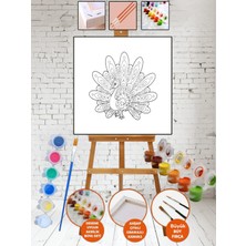 Sayılarla Kanvas Tavuz Kuşu Boyama 20X20 Tuval Fırça Etkinlik ve Hobi Çocuk Seti