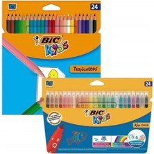 Bic Kids Tropicolors Kuru Boya Kalemi 24'lü + Kid Couleur Keçeli Boya