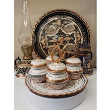 Karaca Bakır İşlemeli Bakır Baharat Takımı- 4'lü Sofra Baharat Takımı