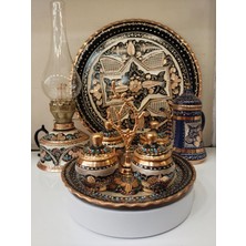 Karaca Bakır İşlemeli Bakır Baharat Takımı- 4'lü Sofra Baharat Takımı