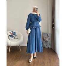 Miraydin Butik Dantel Detaylı Gömlekli Etekli Takım M25191 - Lacivert