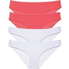 Liyuza 4 Adet Eko Set Likralı Kadın Slip Külot Fuşya Beyaz