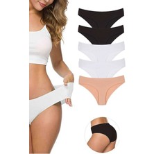 Liyuza 5 Adet Kadın Dikişsiz Lazer Kesim Esnek Iz Yapmayan Külot S4