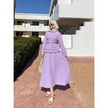 Miraydin Butik Dantel Detaylı Gömlekli Etekli Takım M25191 - Lila