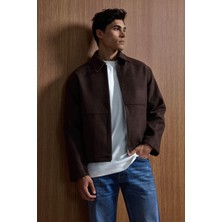 Abluka Online Erkek Relax Fit Premium Kaşe Ceket Kaban Kahverengi