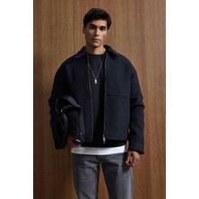 Abluka Online Erkek Relax Fit Premium Kaşe Ceket Kaban Siyah