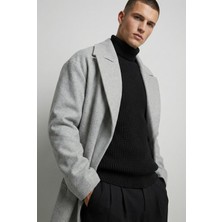 Abluka Online Erkek Oversize İtalyan Kaşe Kaban Gri