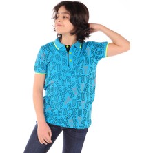 Toontoy Erkek Çocuk Baskılı Polo Yaka Düğmeli Kısa Kollu Tişört