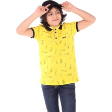 Toontoy Erkek Çocuk Baskılı Polo Yaka Düğmeli Kısa Kollu Tişört
