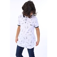 Toontoy Erkek Çocuk Baskılı Polo Yaka Düğmeli Kısa Kollu Tişört