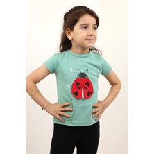 Toontoy Kız Bebek Baskılı Bisiklet Yaka Kısa Kollu Tişört