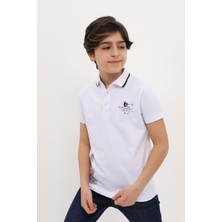 Toontoy Erkek Çocuk Baskılı Polo Yaka Düğmeli Kısa Kollu Tişört