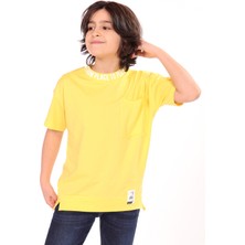 Toontoy Erkek Çocuk Baskılı Bisiklet Yaka Kısa Kollu Yırtmaçlı Tişört - Tek Cepli