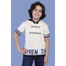Toontoy Erkek Çocuk Baskılı Kapüşonlu Kısa Kollu Tişört - TK12898
