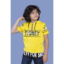 Toontoy Erkek Çocuk Baskılı Kapüşonlu Fermuarlı Kısa Kollu Tişört