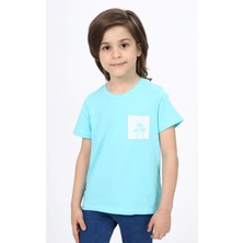 Toontoy Erkek Çocuk Baskılı Bisiklet Yaka Kısa Kollu Tişört - Cep Detaylı