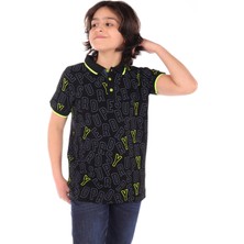 Toontoy Erkek Çocuk Baskılı Polo Yaka Düğmeli Kısa Kollu Tişört