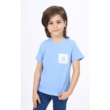 Toontoy Erkek Çocuk Baskılı Bisiklet Yaka Kısa Kollu Tişört - Cep Detaylı