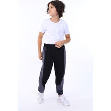 Toontoy Erkek Çocuk Baskılı Beli Paçası Lastikli Cepli Basic Jogger Eşofman Altı - Renk Bloklu & 2 Iplik
