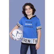Toontoy Erkek Çocuk Baskılı Kapüşonlu Kısa Kollu Tişört - TK12898