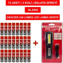 Grayzer Fren Balata Temizleme Spreyi 500 ml (3 Koli 72 Adet) Alana LED Lamba Hediye