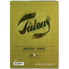Talens Spiralli Eskiz Blok 90 gr A4 50 Yaprak İnce Grenli Tasarım Malzemesi