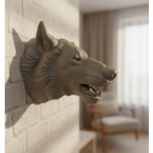 Epilons Mey Ithalat® Gri Kurt Duvar Biblosu Güçlü Detaylı Dekoratif Tasarım 25X19 cm