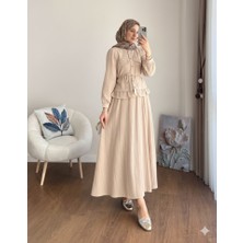 Miraydin Butik Dantel Detaylı Gömlekli Etekli Takım M25191 - Bej