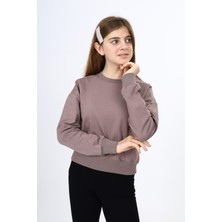 Toontoy Kız Çocuk Relax Fit Bisiklet Yaka Düşük Omuz Sweatshirt - 2 Iplik