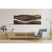 Meteor Medya Soyut Katmanlı Dalga Desenli Panoramik Kanvas Tablo – Modern Toprak Tonlu Yatay Duvar Dekoru