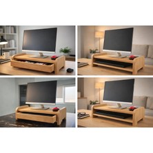 Arthubo Ahşap Çekmeceli Monitör Standı – Masaüstü Ergonomik Yükseltici ve Düzenleyici-Makyaj