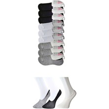 Liyuza Siyah Gri ve Beyaz Kadın Babet Çorap 9 Çift