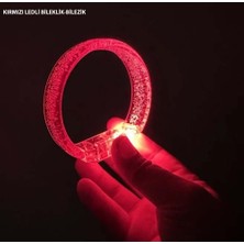 Ett Kırmızı LED Işıklı Baskı Yapılabilen Pilli Bileklik Bilezik 1,5 cm Genişlik