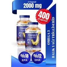 Maxigal Omega 3 Balık Yağı (Trigliserid) Takviye Edici Gıda 200 Kapsül 2'li Paket