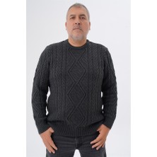 Trist Star Büyük Beden Erkek Düz Yaka Havacı Renk Bisiklet Yaka Yün Kazak