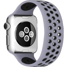 Epilons Mey Ithalat® Watch 42MM Ayarlı Delikli Silikon Kordon - Gri-Siyah