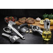 Hayke Premium 5’li Paslanmaz Çelik Mutfak Seti Et Döveceği Sarımsak Ezici Limon Sıkacağı Yağ Spre