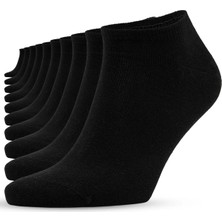 Sonnors 10 Çift Uniseks Sneaker Kadın Erkek Çorap - Siyah
