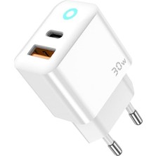 Skygo Blue Pd 30WATT Hızlı Şarj Aleti, A + C Girişli, Beyaz