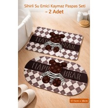 Aşkana Sihirli Paspas 2’li Set 57,5X38 Cm, Su Emici, Kaymaz Tabanlı, Banyo,duş,mutfak,lavabo,balkon Kapısı Paspası – Kahverengi Teddybear Desenli
